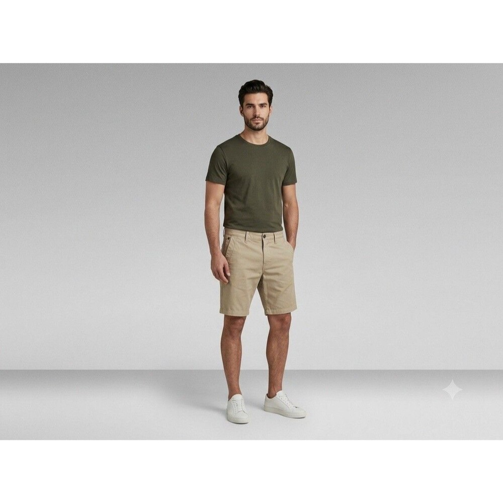 G-Star RAW Bronson Chino Shorts Mens 31 Beige Stretch Casual Streetwear Y2K